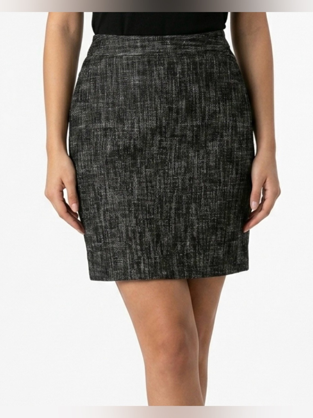 Larry Levine Charcoal Textured Pencil Skirt